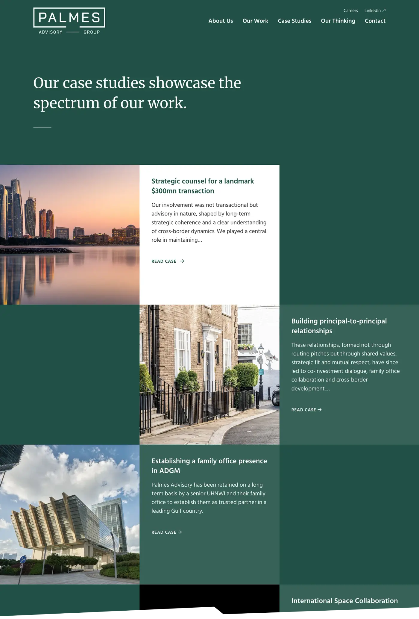 Palmes Advisory Group - website case studies page