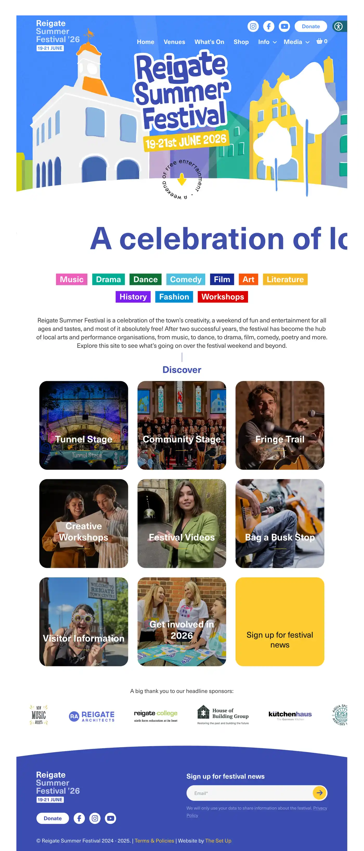 Reigate Summer Festival - website design